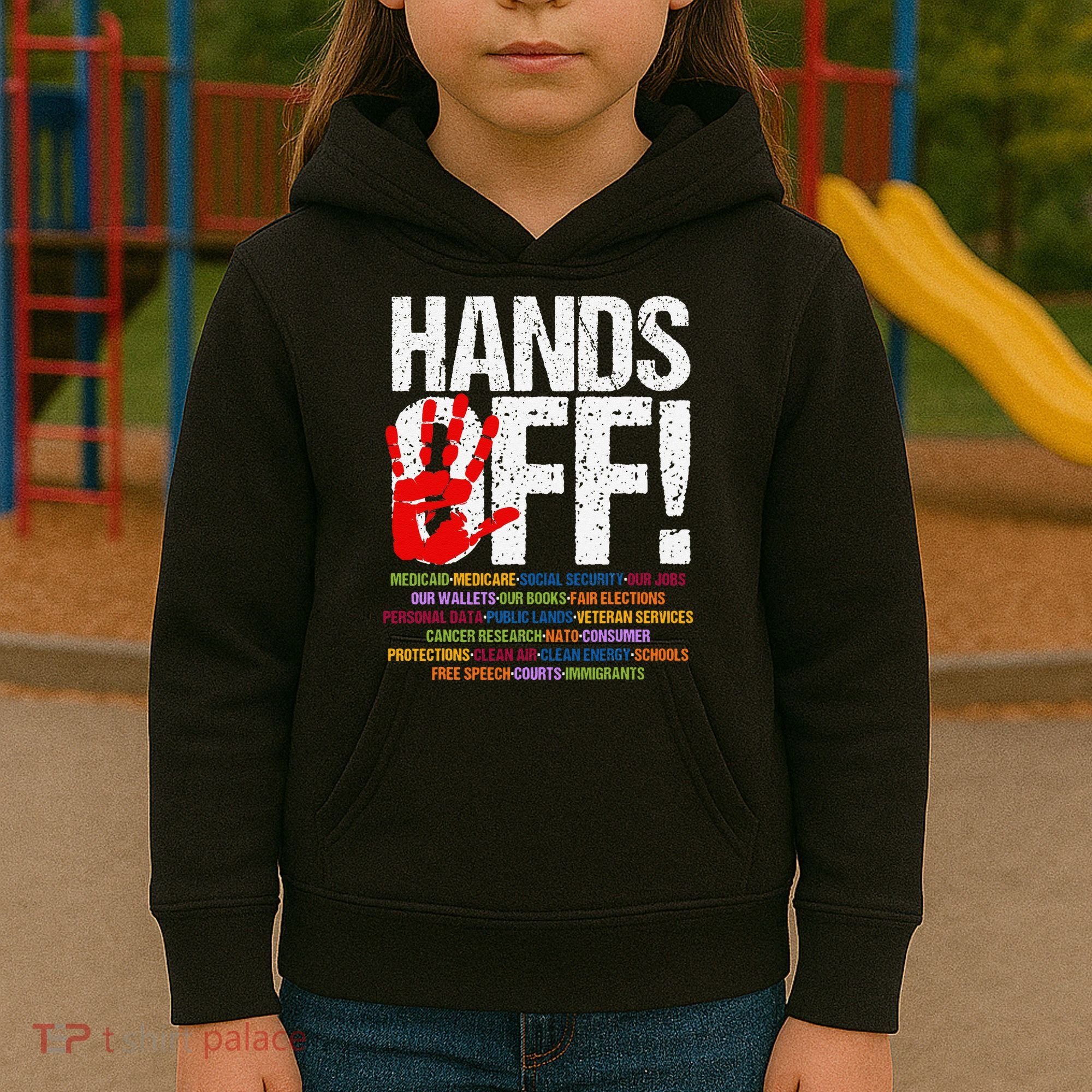 Hands Off Protest Social Security And Medicare Protest Funny Kids Hoodie