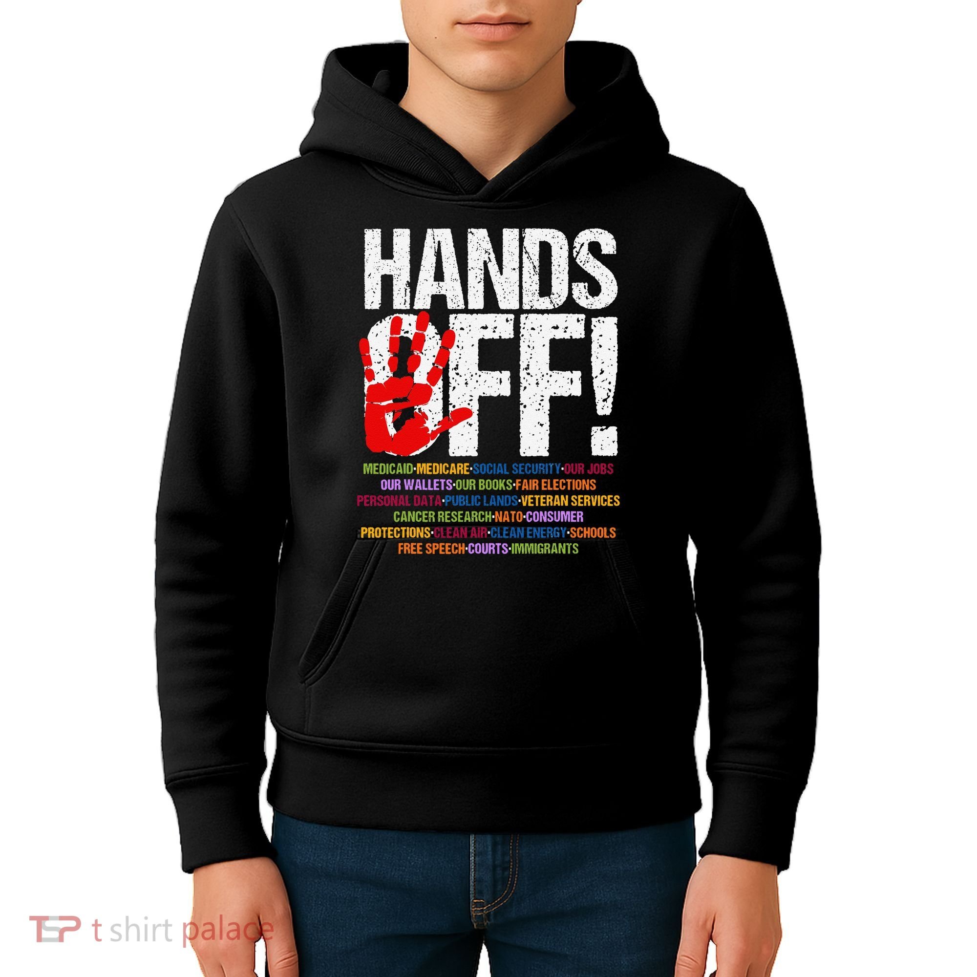 Hands Off Protest Social Security And Medicare Protest Funny Kids Hoodie