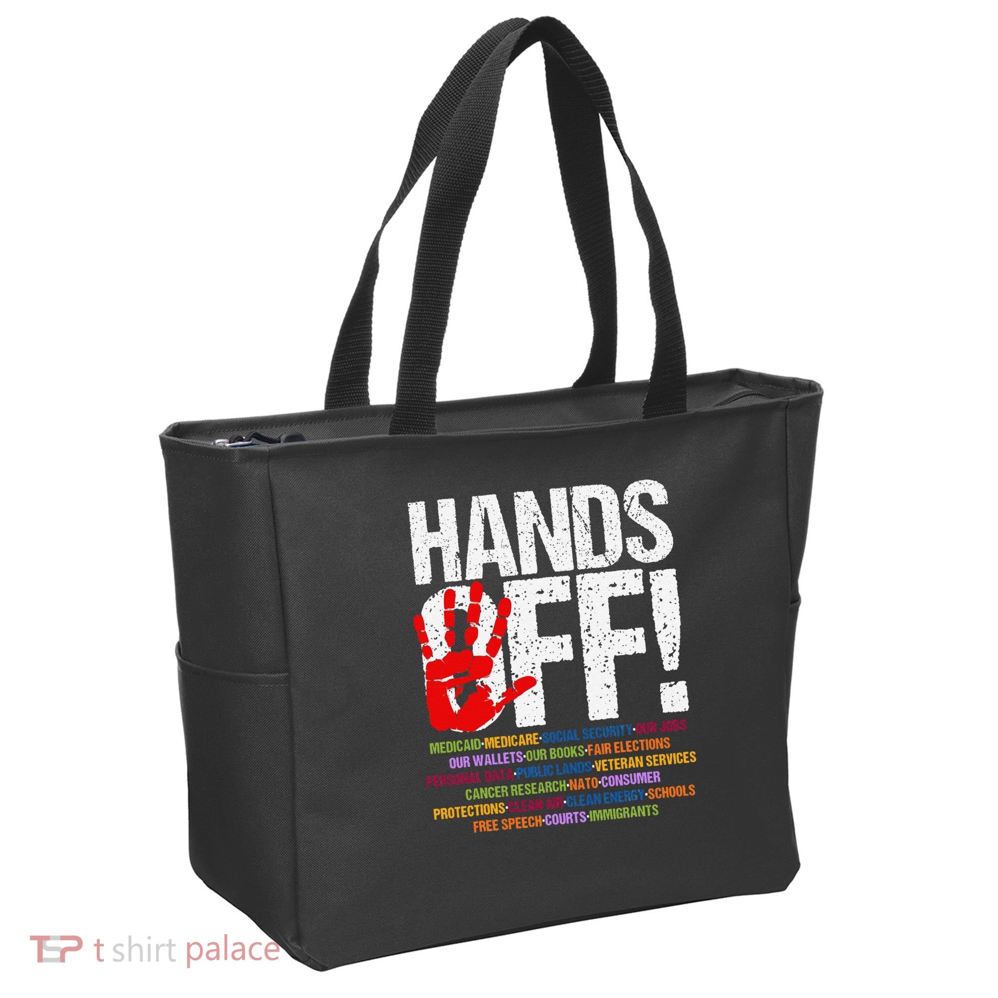 Hands Off Protest Social Security And Medicare Protest Funny Tote Bag