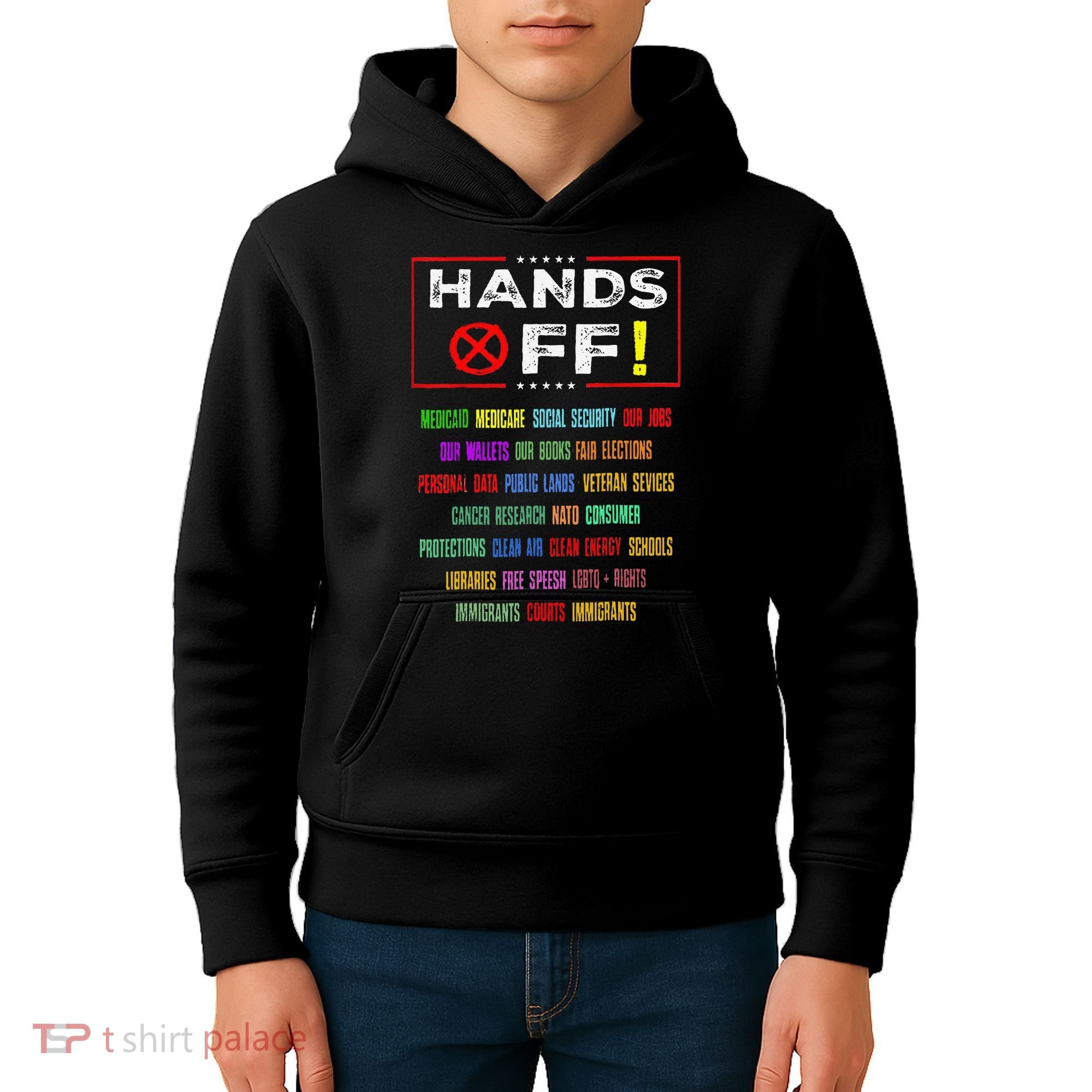 Hands Off Protest Social Security And Medicare Protest Kids Hoodie