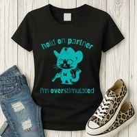 Hold On Partner IM Overstimulated Cat Women's T-Shirt thumb 3
