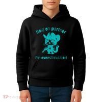 Hold On Partner IM Overstimulated Cat Kids Hoodie thumb 4