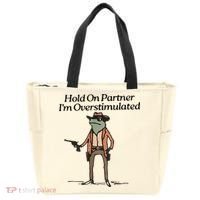 Hold On Partner IM Overstimulated Cowboy Frog Tote Bag thumb 0