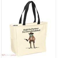 Hold On Partner IM Overstimulated Cowboy Frog Tote Bag thumb 2