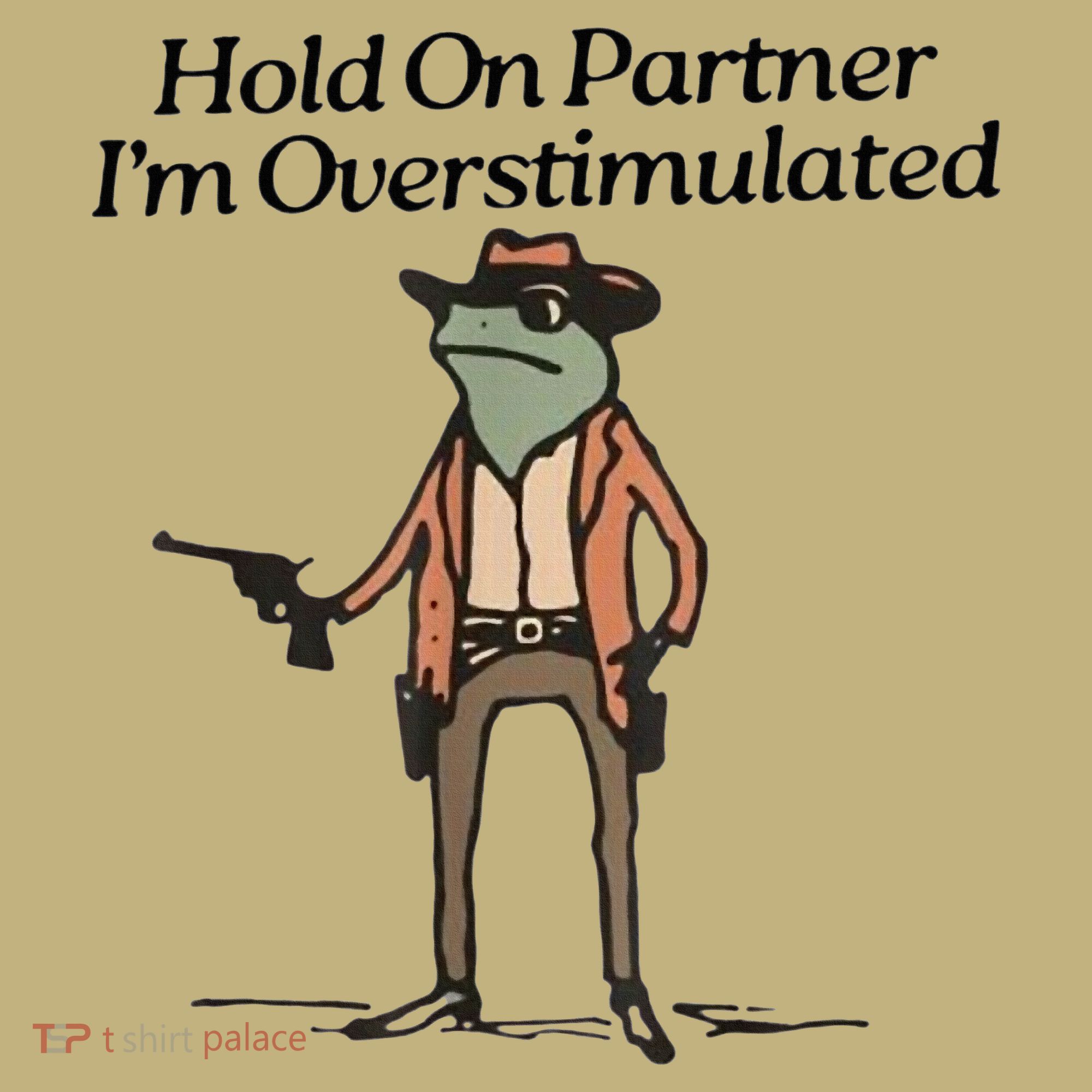 Hold On Partner IM Overstimulated Cowboy Frog T-Shirt