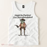 Hold On Partner IM Overstimulated Cowboy Frog Tank Top thumb 2