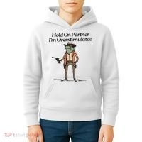 Hold On Partner IM Overstimulated Cowboy Frog Kids Hoodie thumb 4