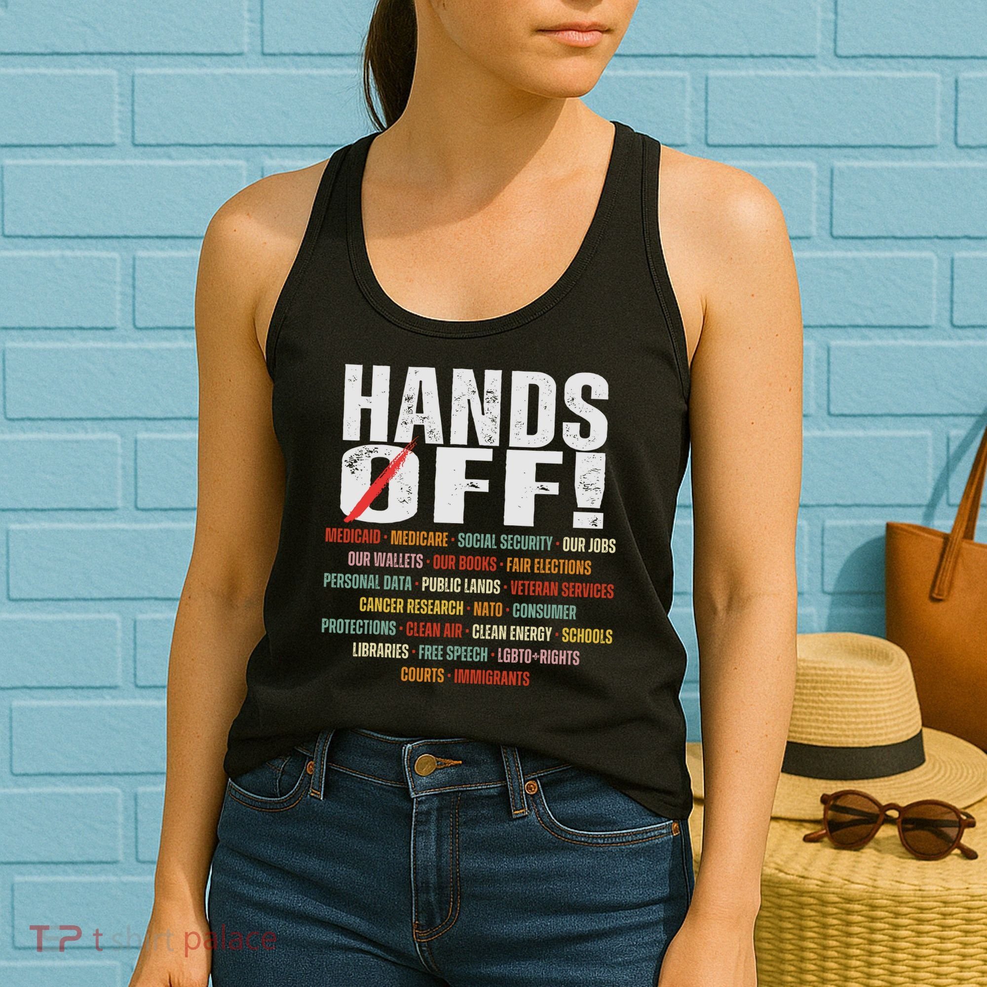 Hands Off Protest Social Security And Medicare Protest Women's Tank Top