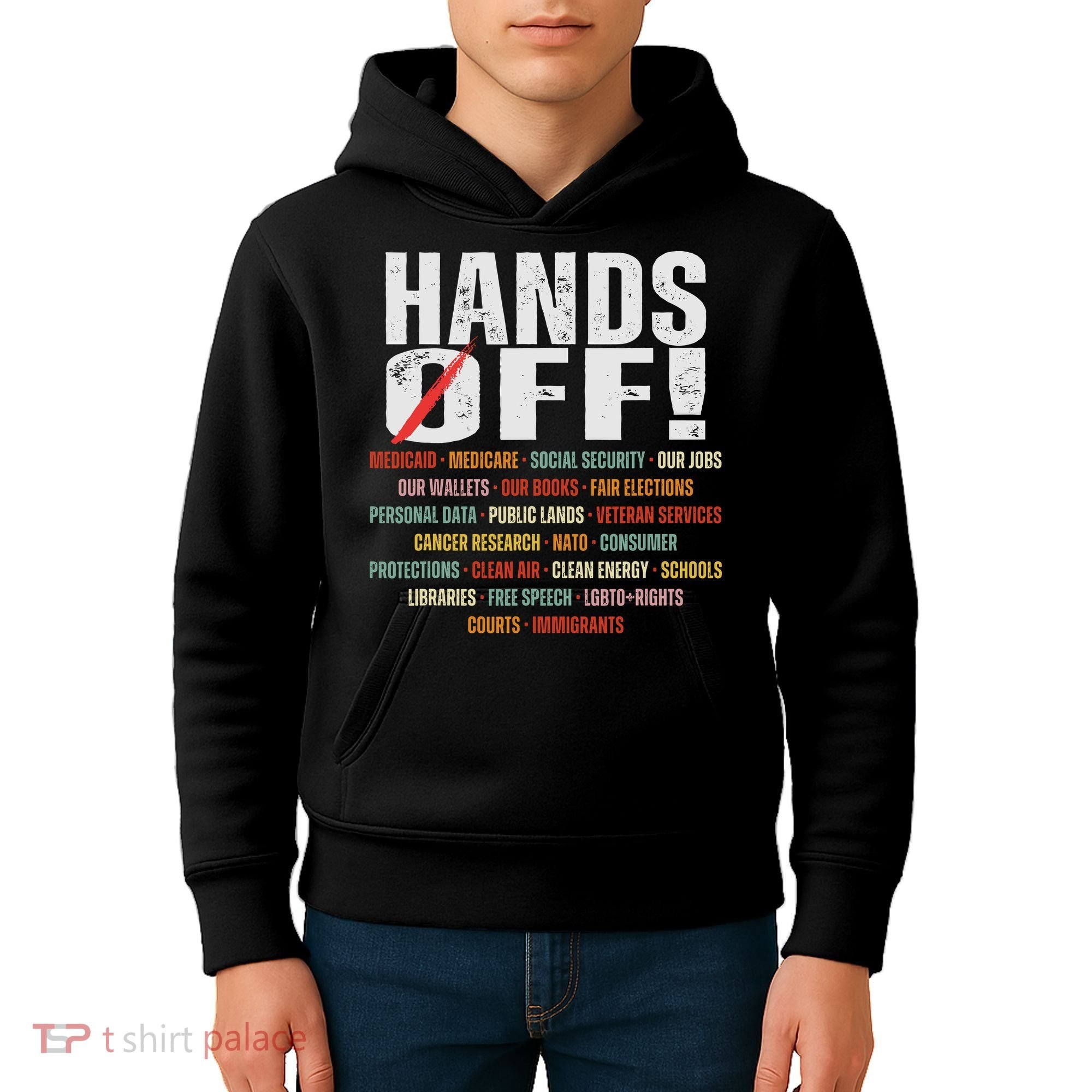 Hands Off Protest Social Security And Medicare Protest Kids Hoodie