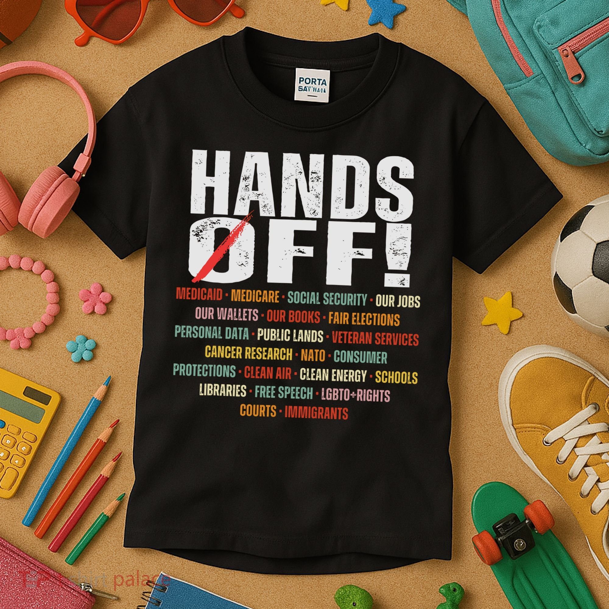 Hands Off Protest Social Security And Medicare Protest Kids T-Shirt