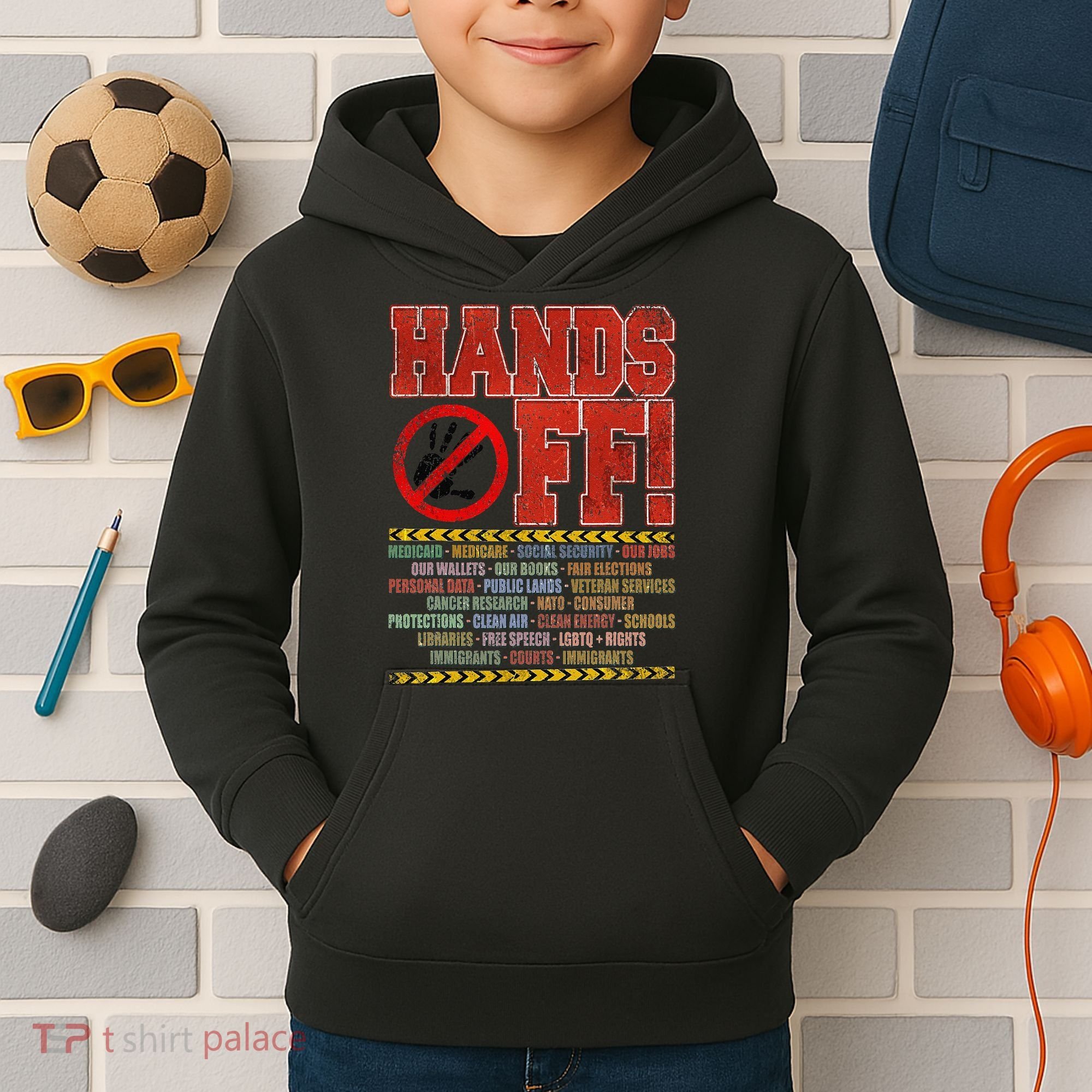 Hands Off Protest Social Security And Medicare Protest Kids Hoodie