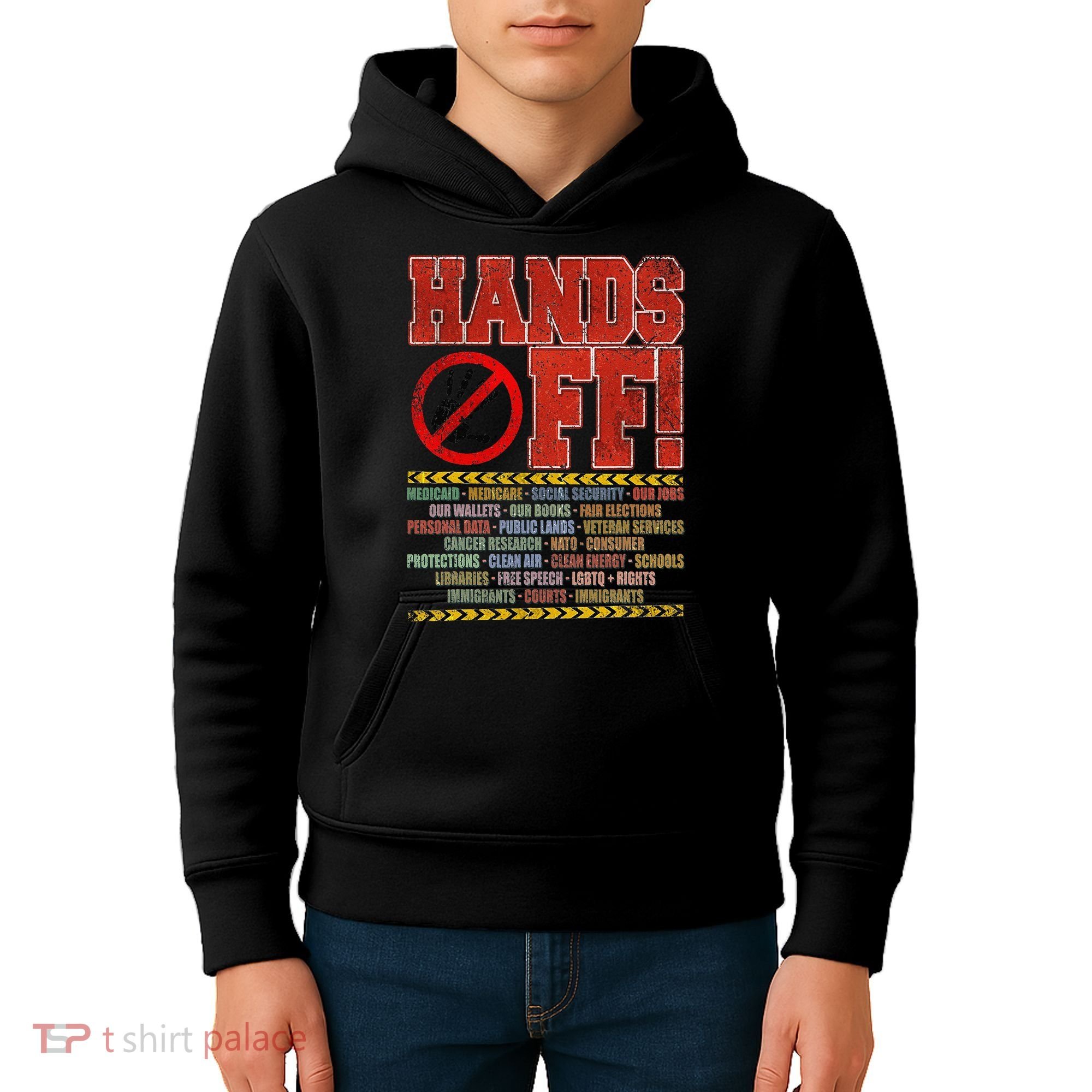 Hands Off Protest Social Security And Medicare Protest Kids Hoodie