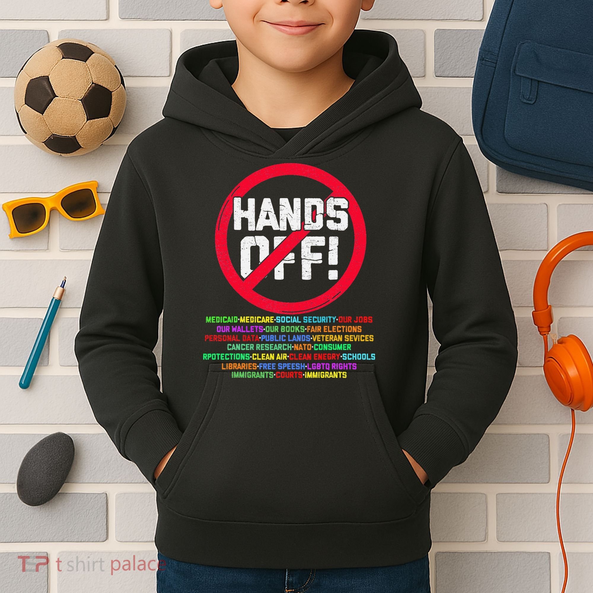 Hands Off Protest Social Security And Medicare Protest Kids Hoodie