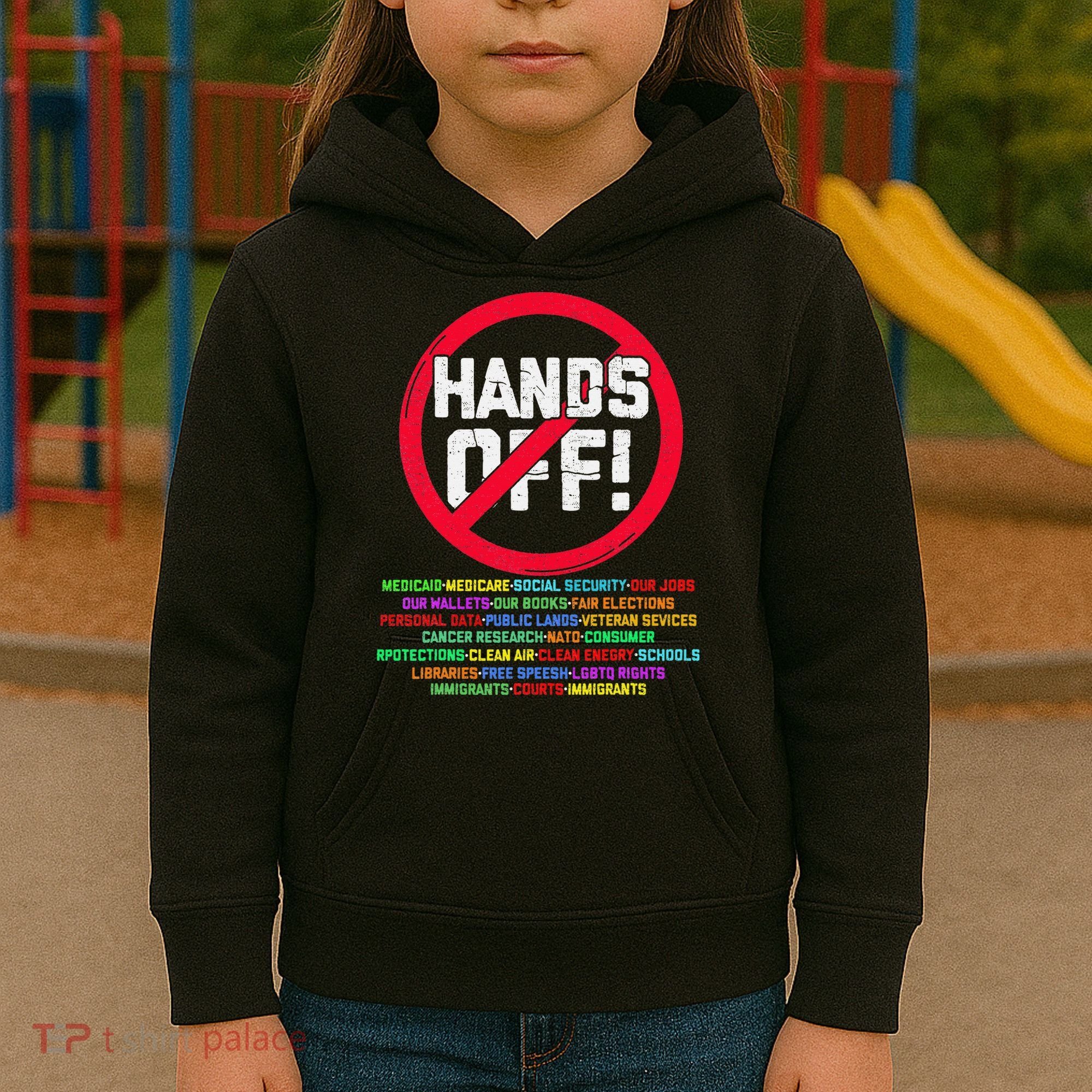 Hands Off Protest Social Security And Medicare Protest Kids Hoodie