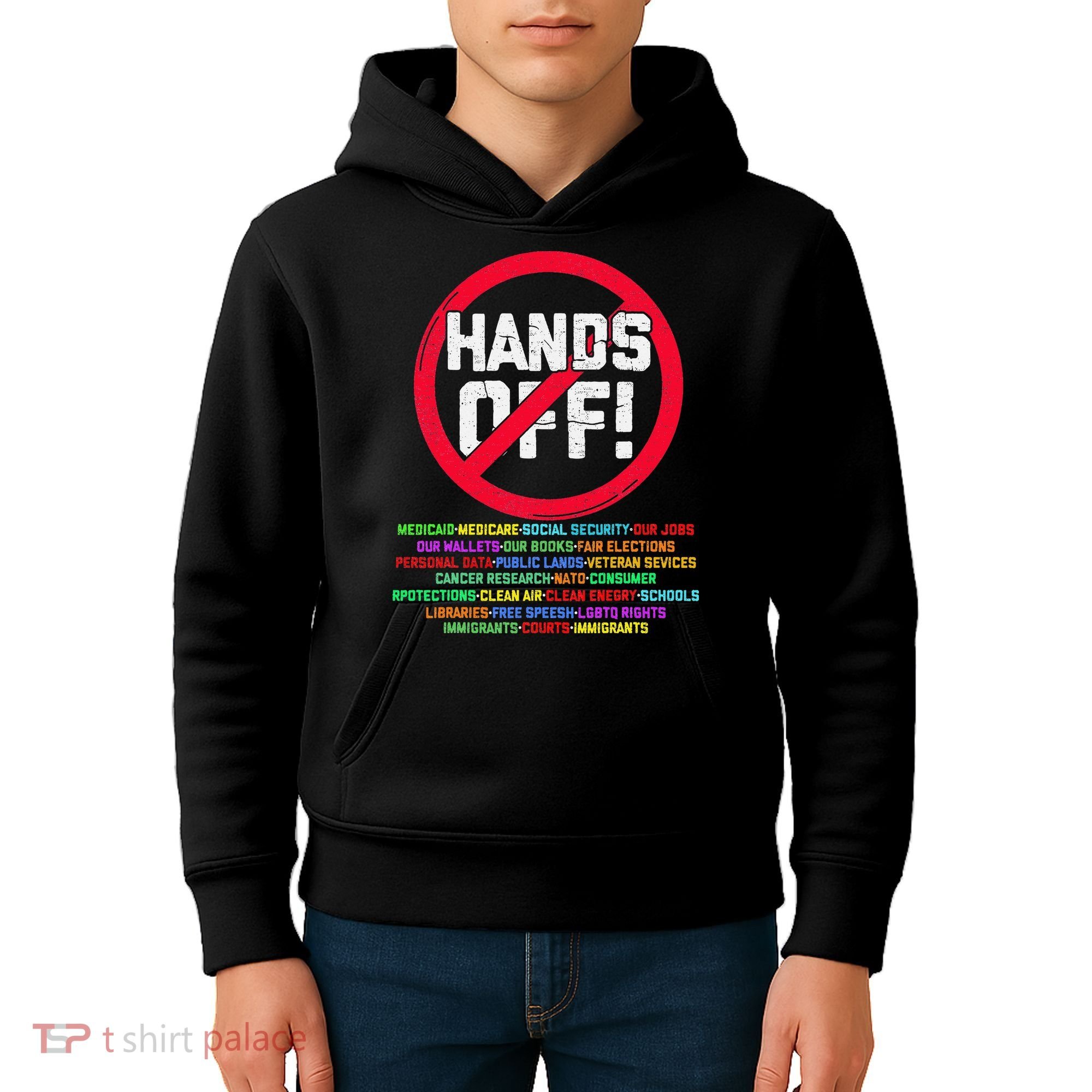Hands Off Protest Social Security And Medicare Protest Kids Hoodie