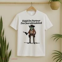 Hold On Partner Im Overstimulated Cowboy Frog Vintage T-Shirt thumb 2