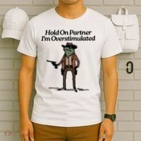 Hold On Partner Im Overstimulated Cowboy Frog Vintage T-Shirt thumb 6