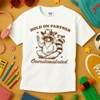 Hold On Partner IM Overstimulated Kids T-Shirt thumb 3