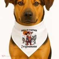 Hold On Partner IM Overstimulated USA-Made Doggie Bandana thumb 1