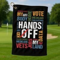 Hands Off Protest Social Security And Medicare Resist 8647 Golf Towel thumb 1