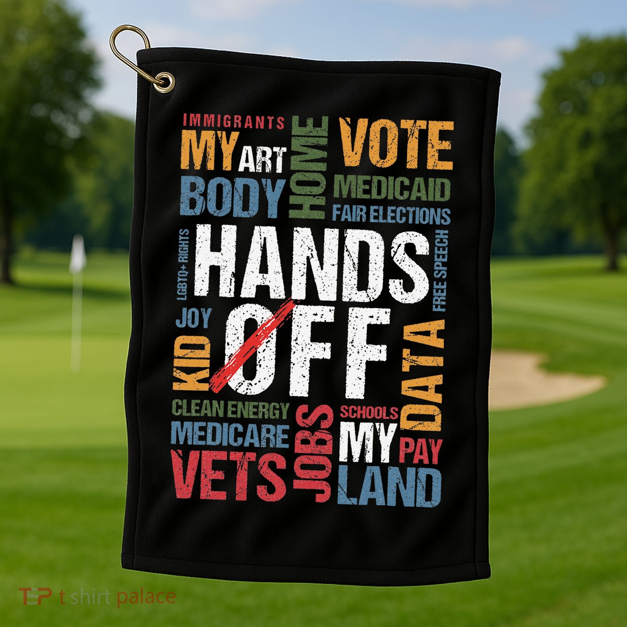 Hands Off Protest Social Security And Medicare Resist 8647 Golf Towel