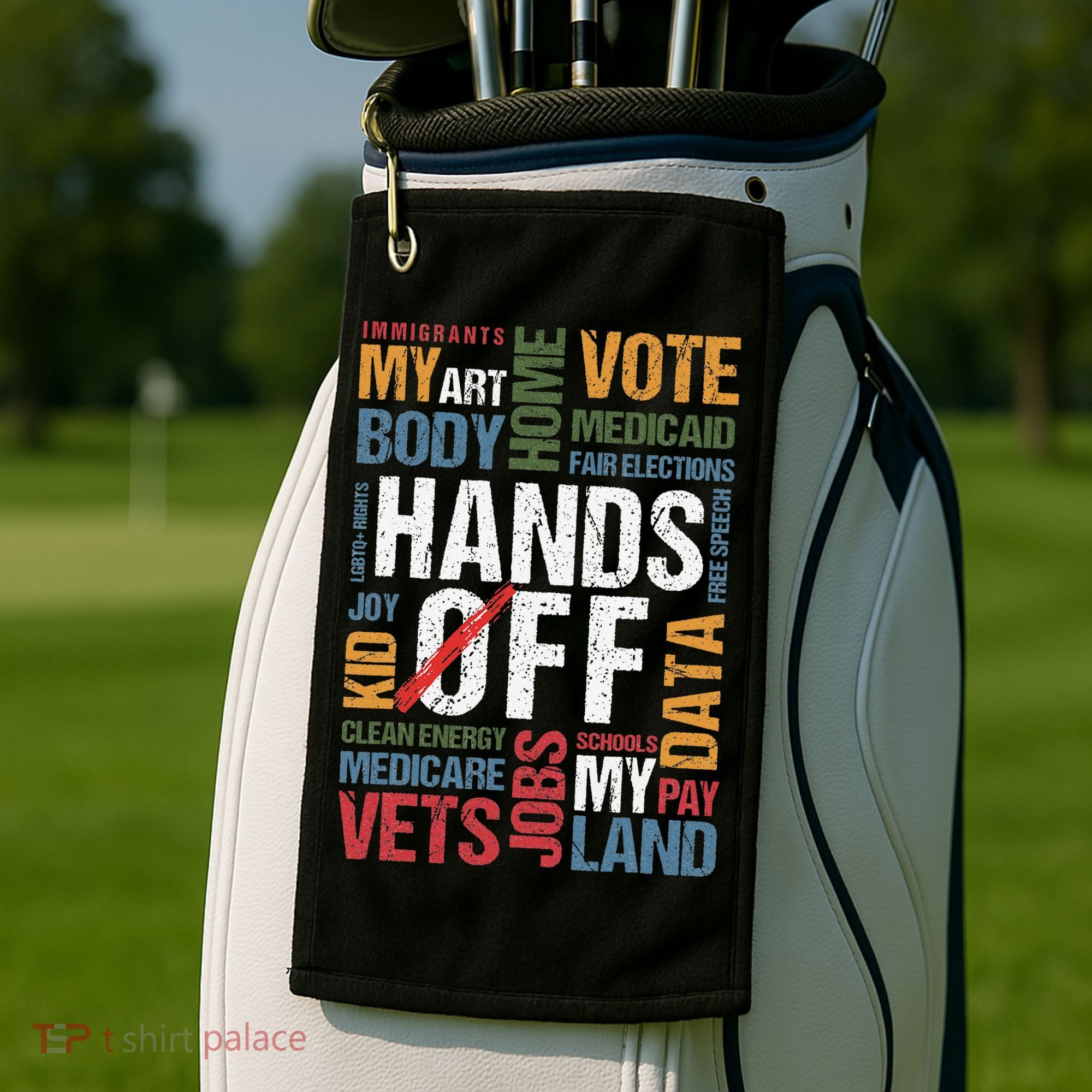 Hands Off Protest Social Security And Medicare Resist 8647 Golf Towel