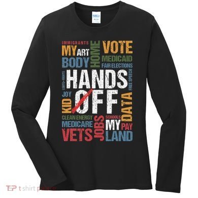 Hands Off Protest Social Security And Medicare Resist 8647 Women's Long Sleeve Shirt