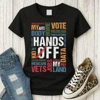 Hands Off Protest Social Security And Medicare Resist 8647 Women's T-Shirt thumb 3