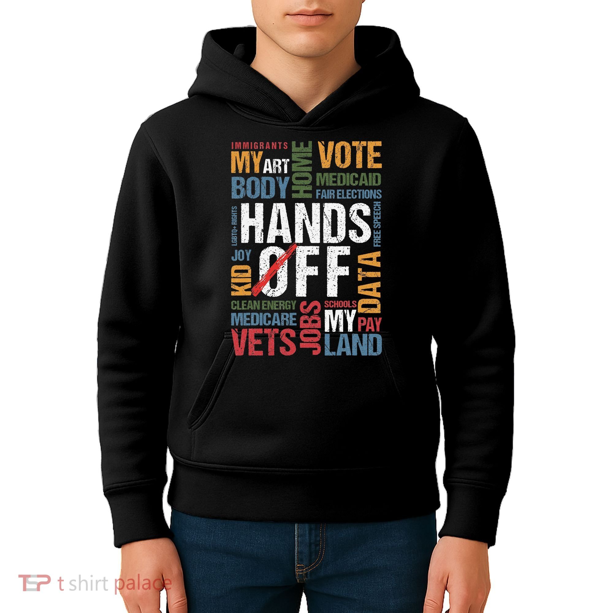 Hands Off Protest Social Security And Medicare Resist 8647 Kids Hoodie