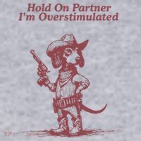 Hold On Partner IM Overstimulated Cowboy Dachshund Dogs Women's Racerback Cropped Tank thumb 2
