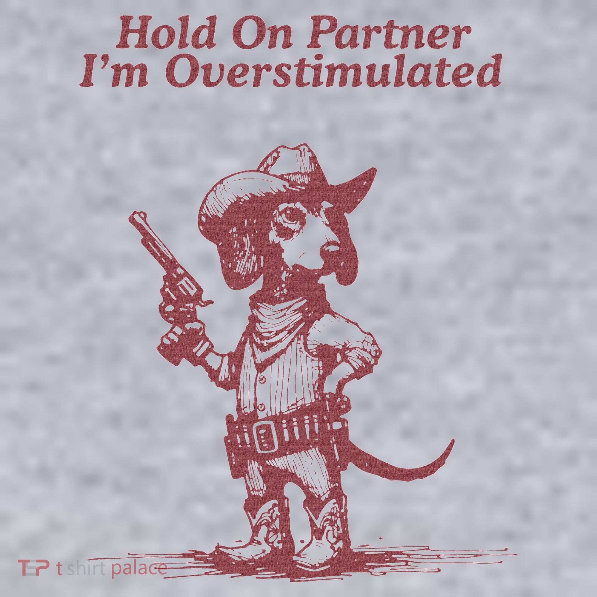 Hold On Partner IM Overstimulated Cowboy Dachshund Dogs Women's Racerback Cropped Tank
