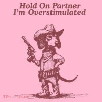 Hold On Partner IM Overstimulated Cowboy Dachshund Dogs Coaster thumb 2