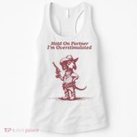 Hold On Partner IM Overstimulated Cowboy Dachshund Dogs Women's Tank Top thumb 0