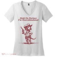 Hold On Partner IM Overstimulated Cowboy Dachshund Dogs Women's V-Neck T-Shirt thumb 0