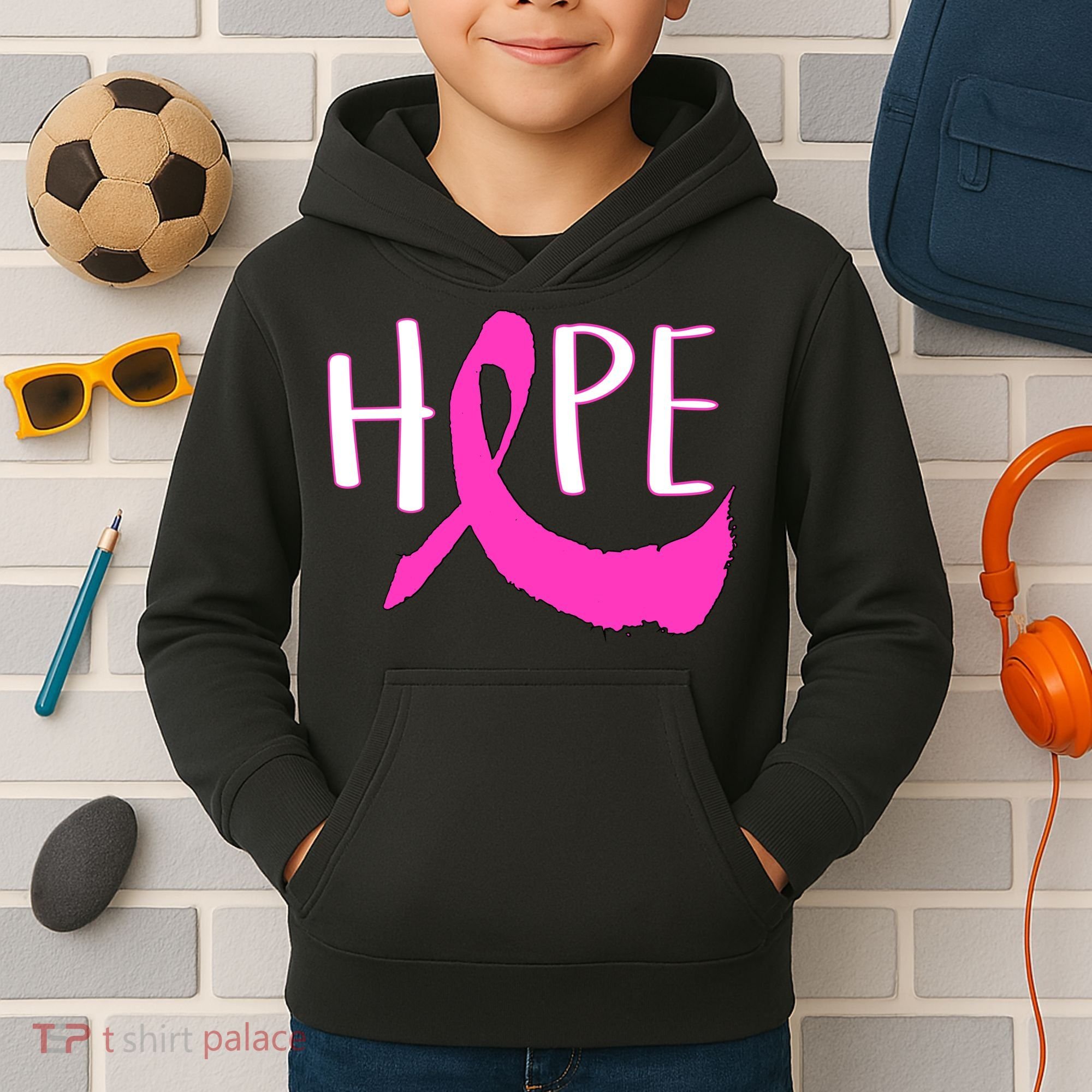 Hope Breast Cancer Awareness Logo  Kids Hoodie