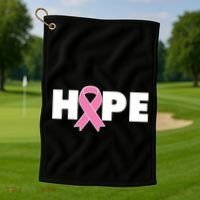 Hope Breast Cancer Awareness Ribbon Golf Towel thumb 1