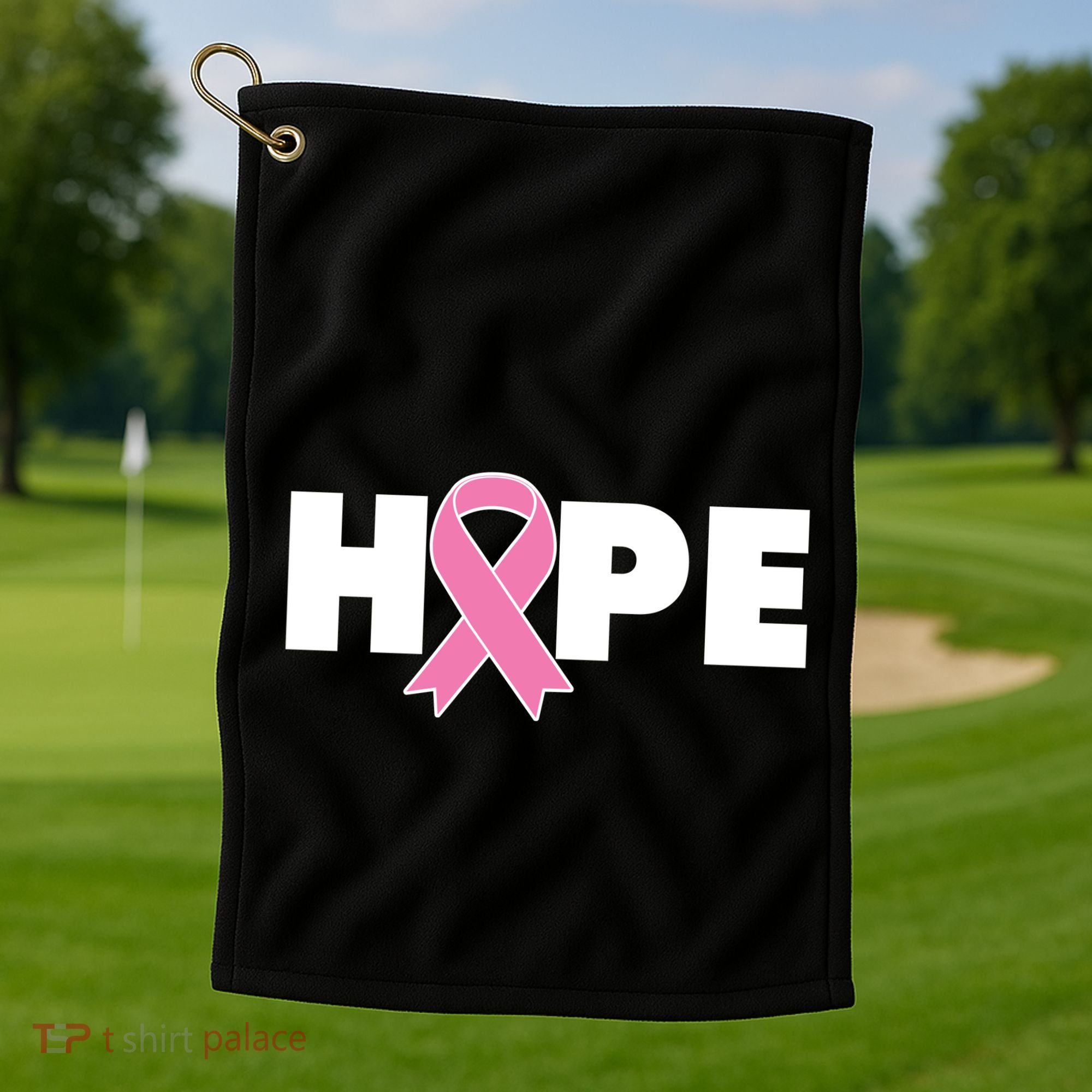 Hope Breast Cancer Awareness Ribbon Golf Towel