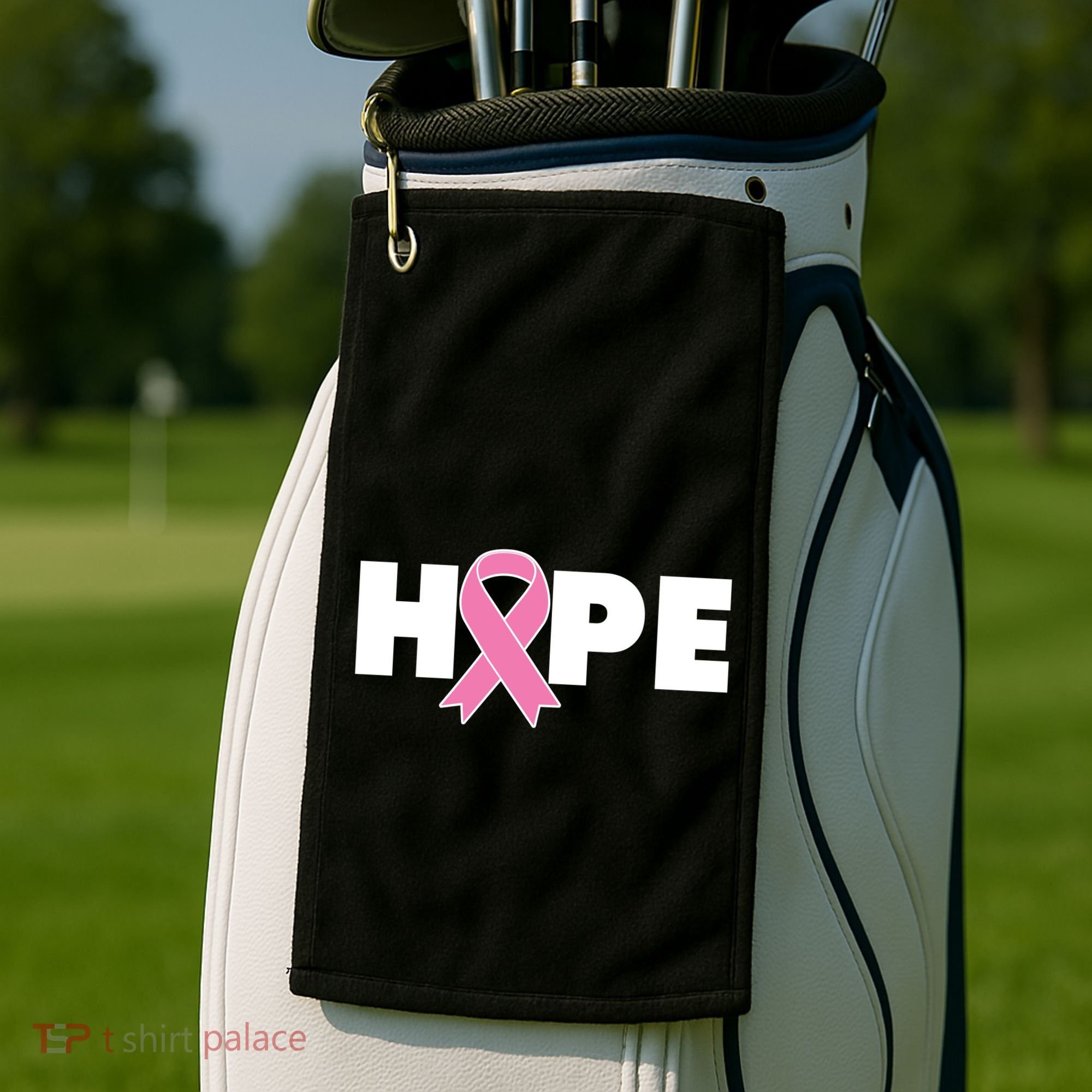 Hope Breast Cancer Awareness Ribbon Golf Towel