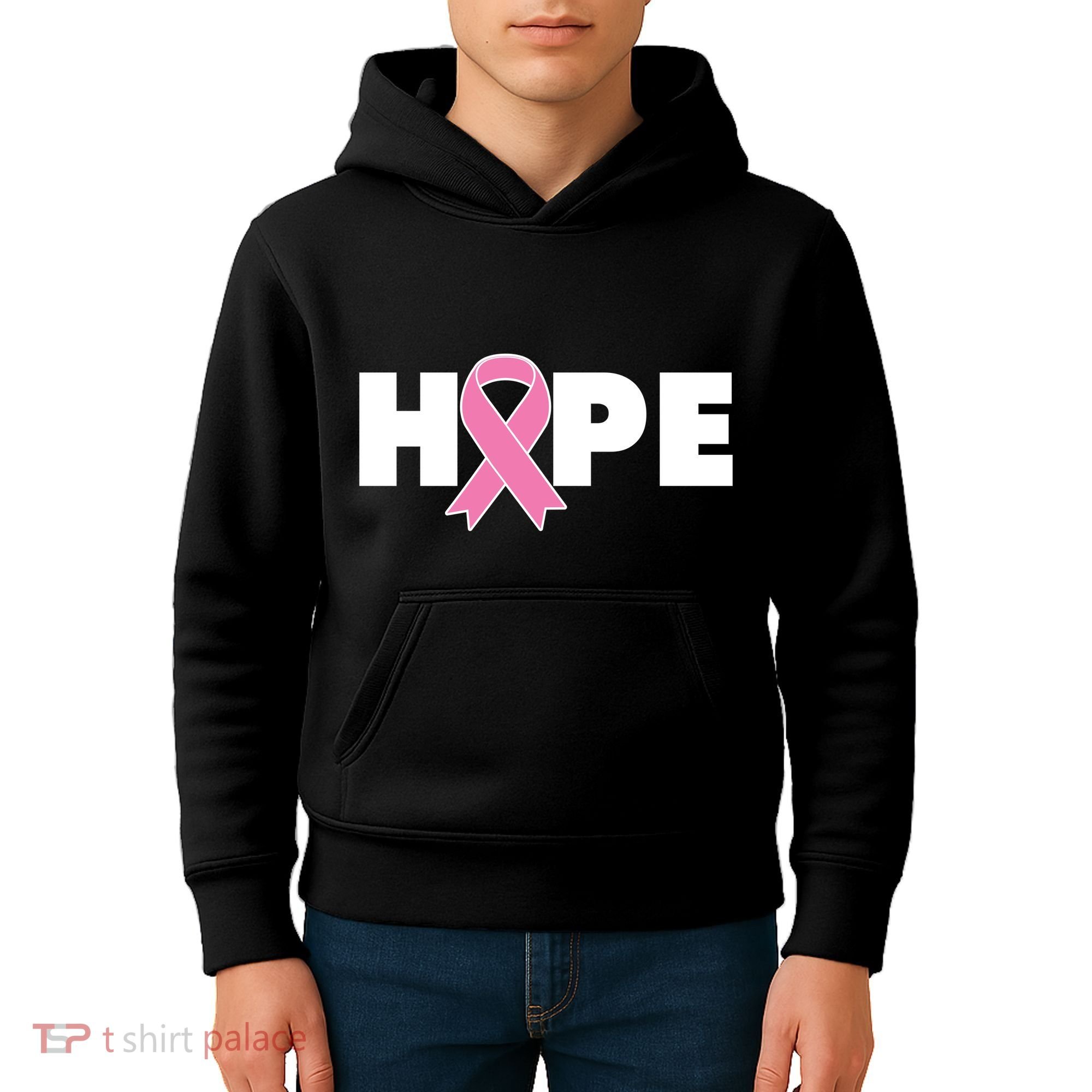 Hope Breast Cancer Awareness Ribbon Kids Hoodie