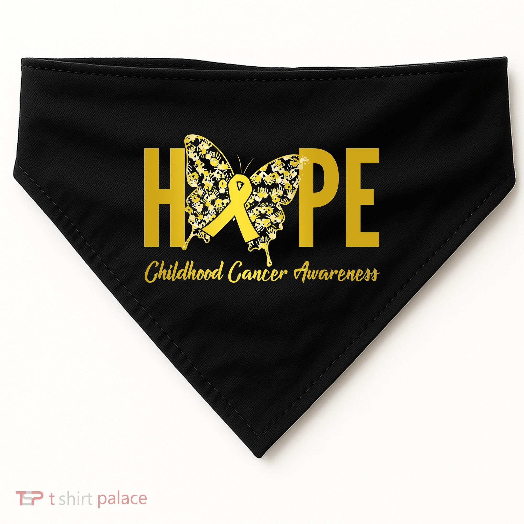 Hope Childhood Cancer Awareness Butterfly USA-Made Doggie Bandana