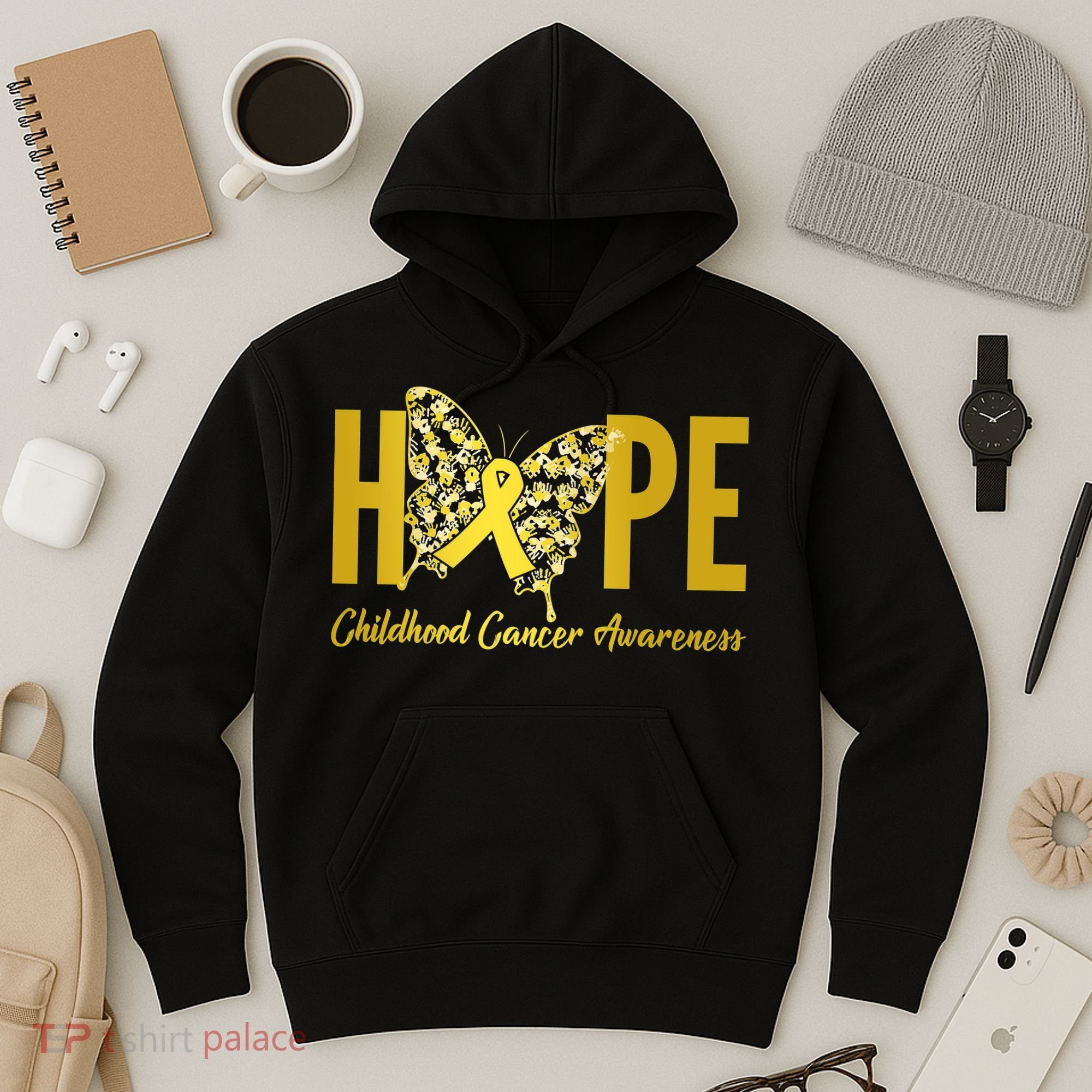 Hope Childhood Cancer Awareness Butterfly Hoodie