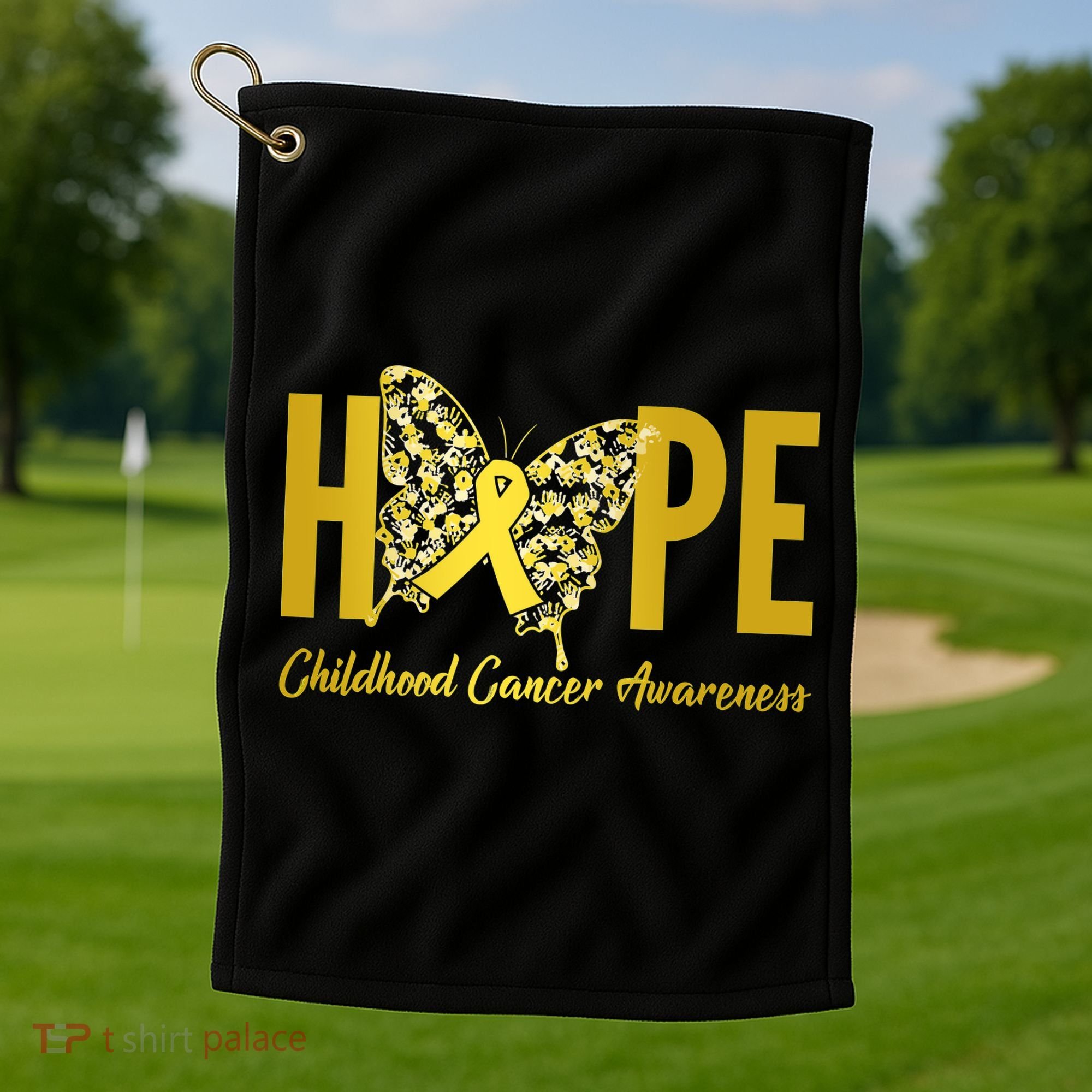 Hope Childhood Cancer Awareness Butterfly Golf Towel