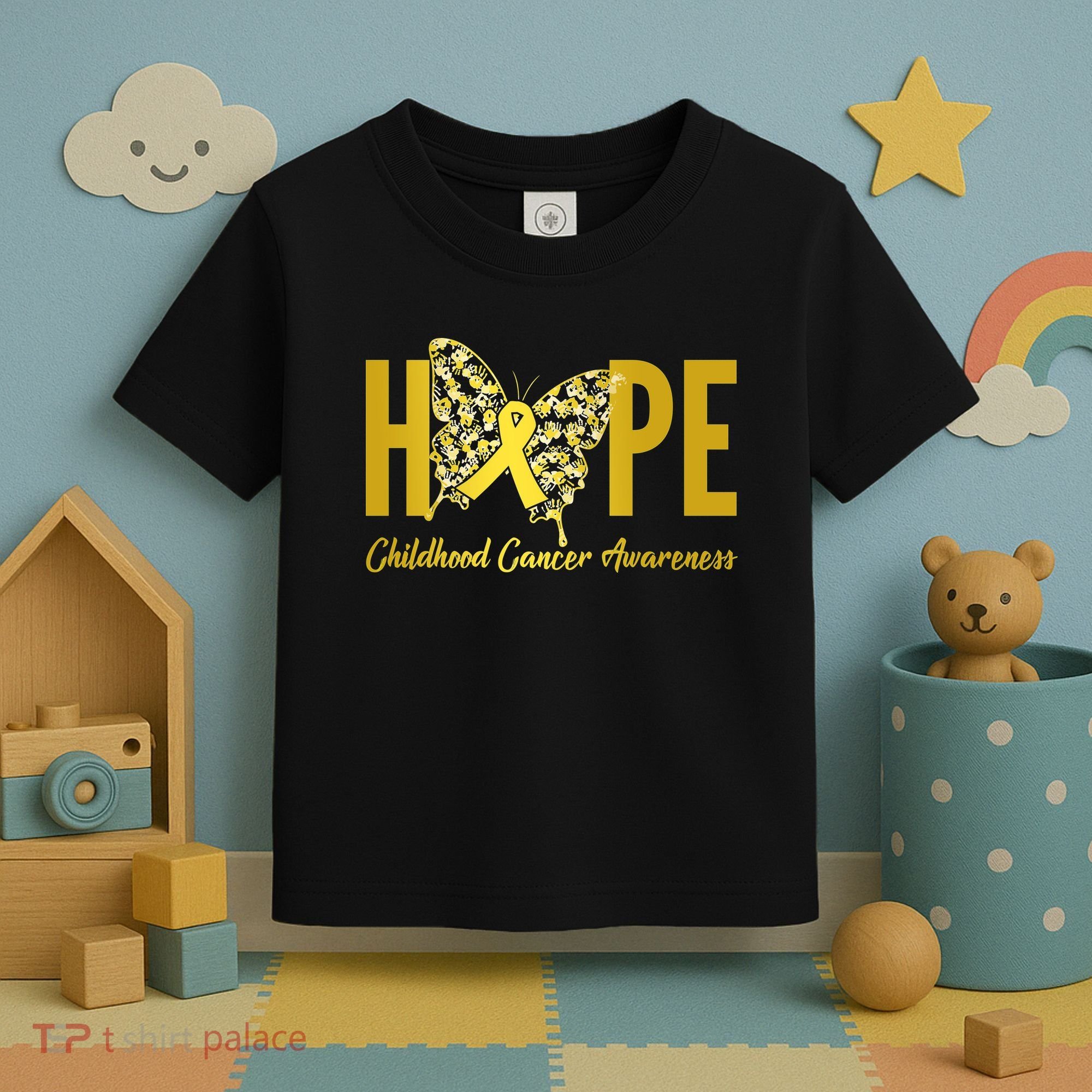Hope Childhood Cancer Awareness Butterfly Toddler T-Shirt