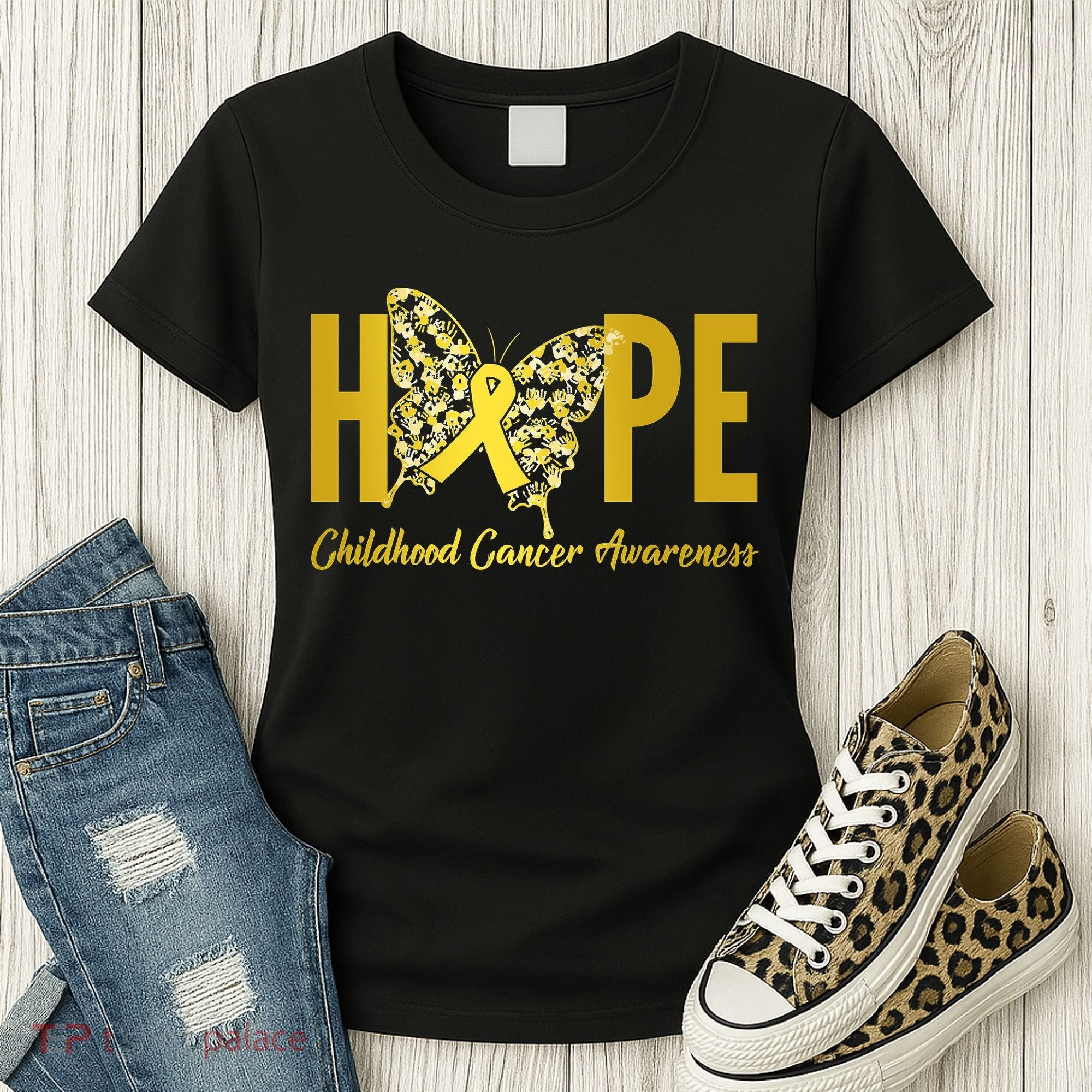 Hope Childhood Cancer Awareness Butterfly Women's T-Shirt