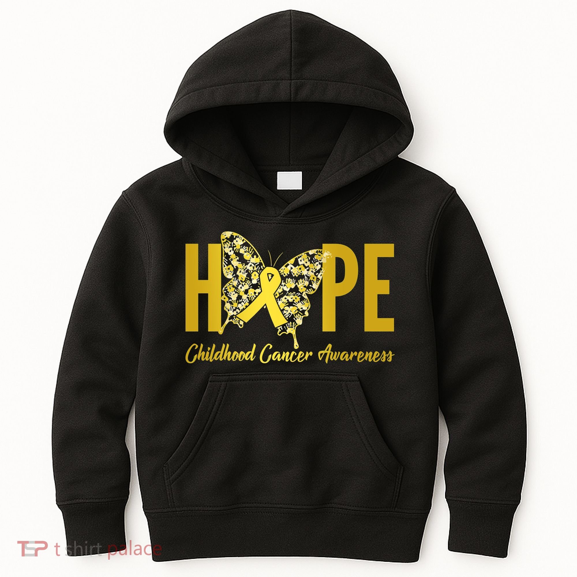 Hope Childhood Cancer Awareness Butterfly Kids Hoodie