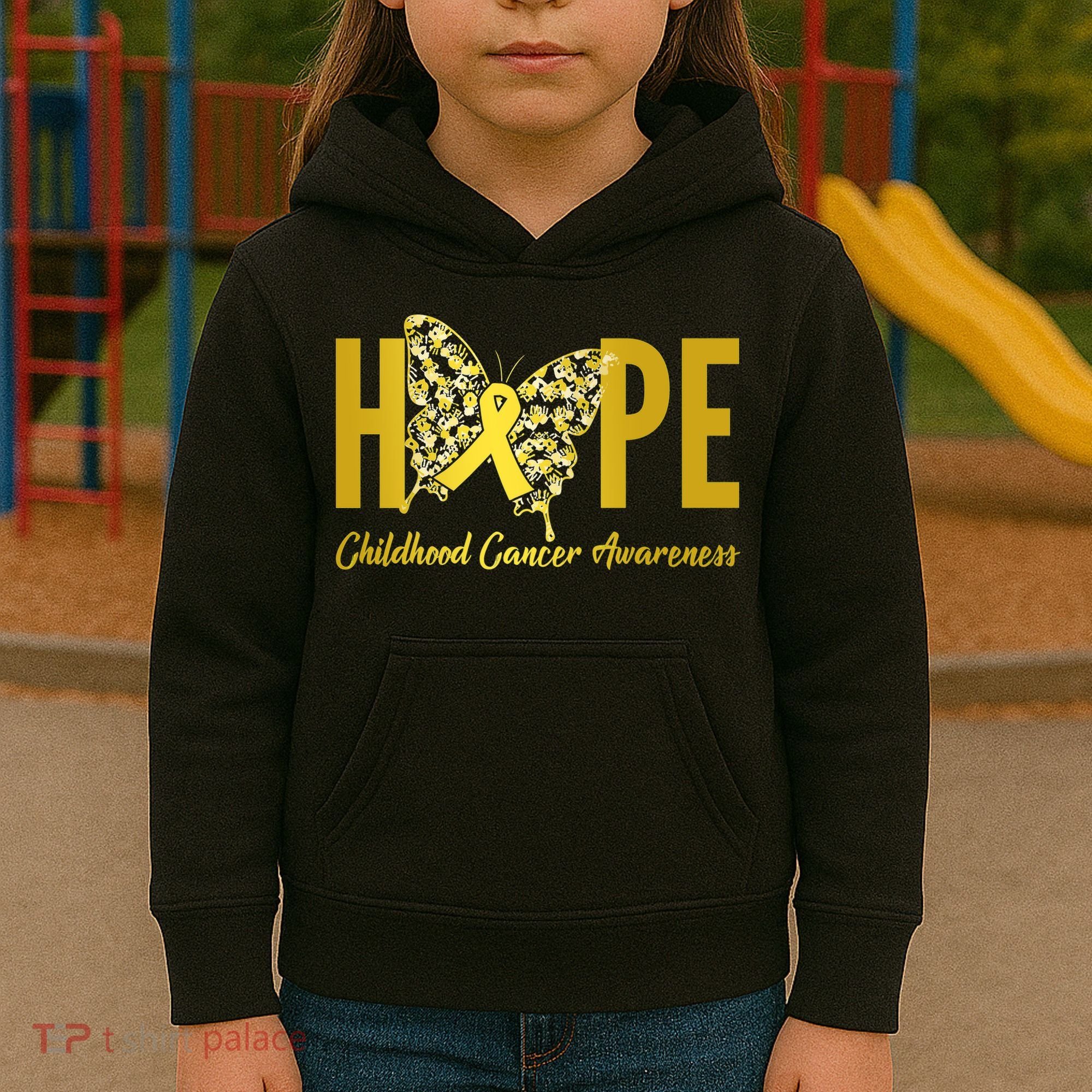 Hope Childhood Cancer Awareness Butterfly Kids Hoodie