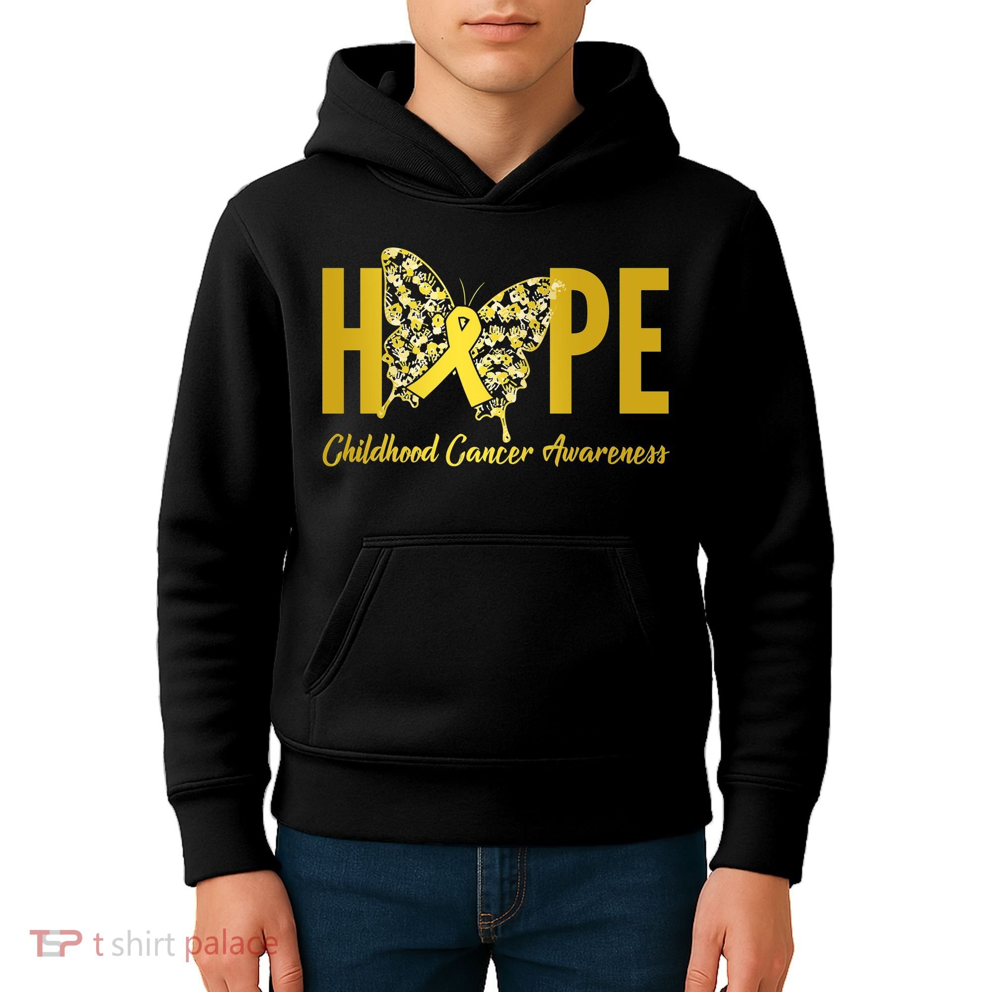Hope Childhood Cancer Awareness Butterfly Kids Hoodie
