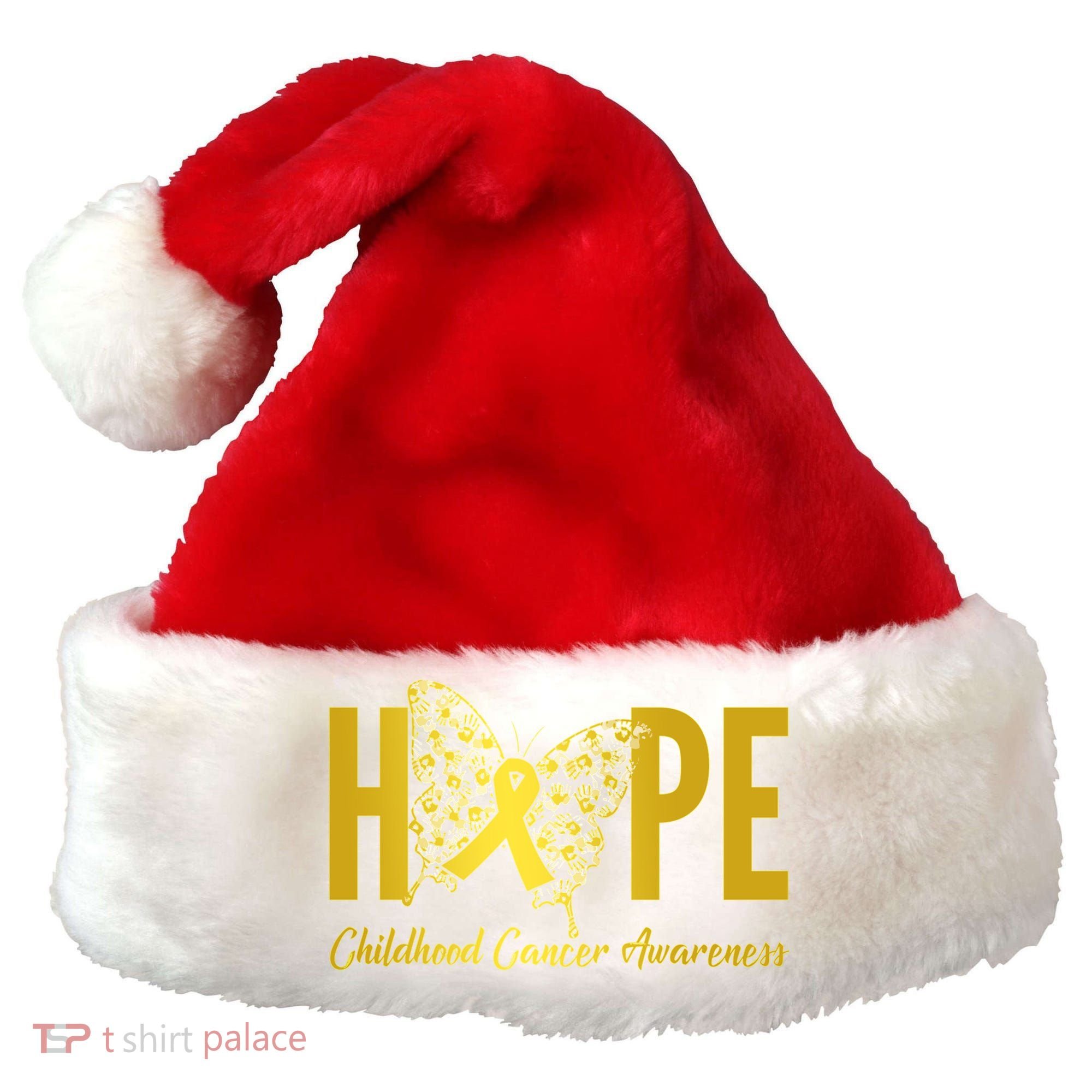 Hope Childhood Cancer Awareness Butterfly Santa Hat