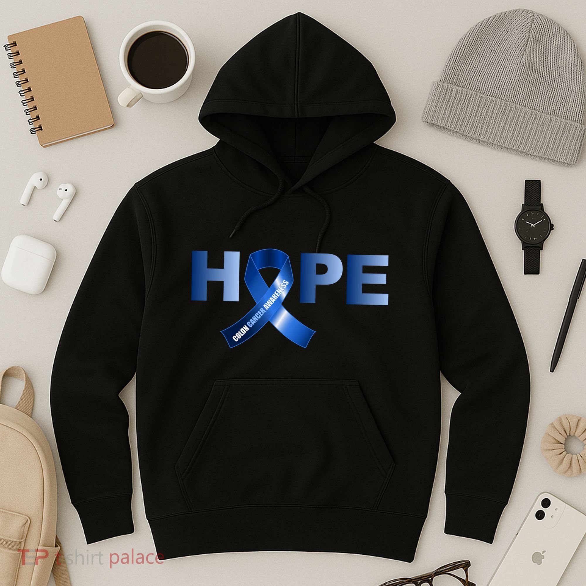 Hope Colon Cancer Awareness Fight Logo Hoodie