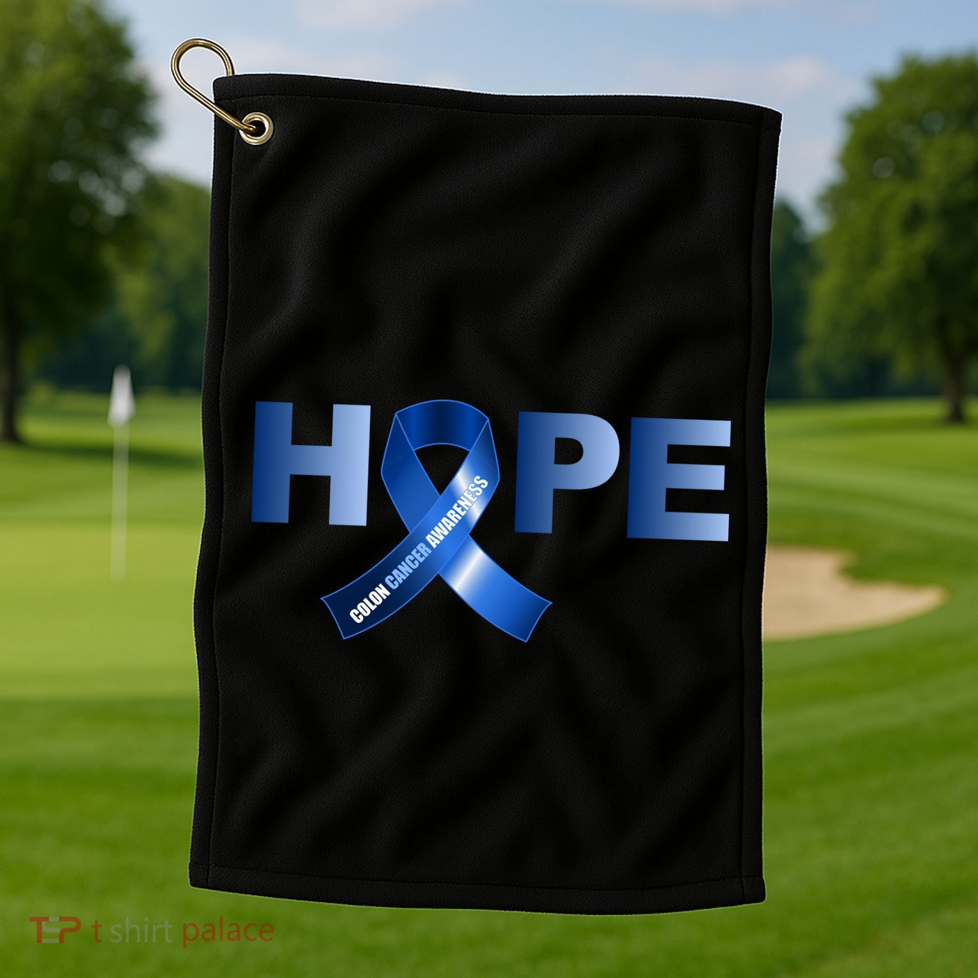 Hope Colon Cancer Awareness Fight Logo Golf Towel